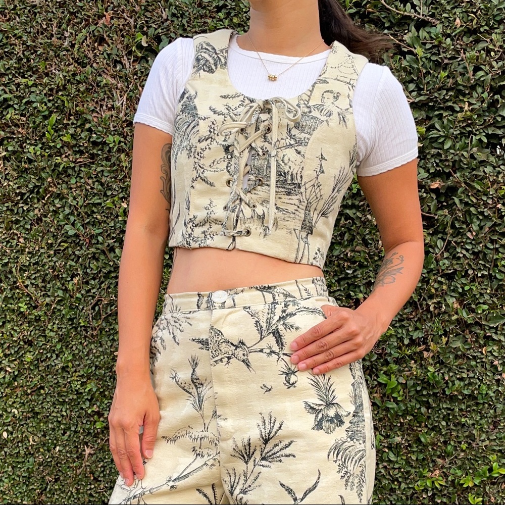 Handmade lace up corset vest